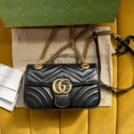Gucci Marmont Like Auth Luxury Women's Black Handbag 22cm