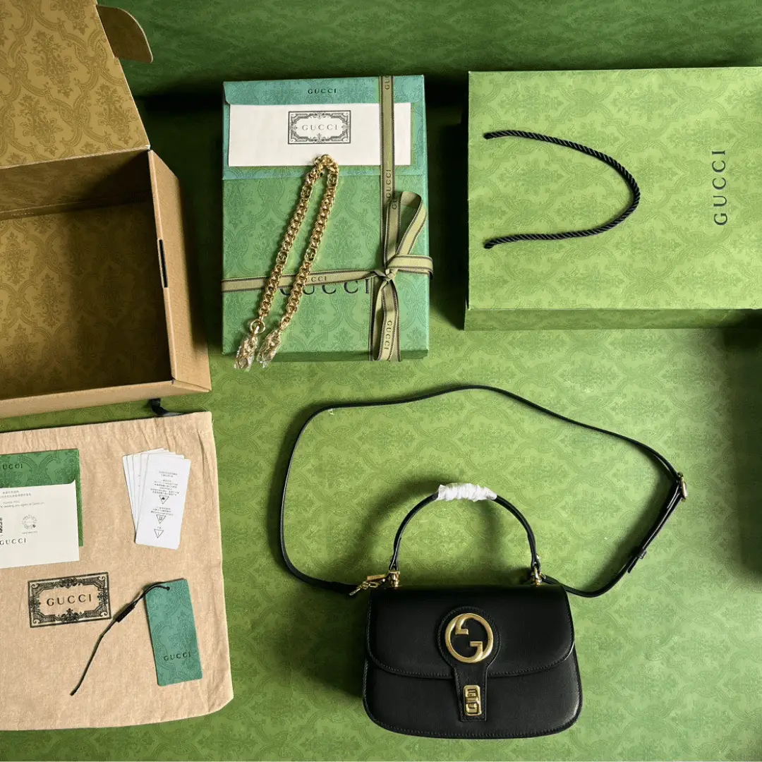 Branded Women's Handbag Gucci Blondie Handle Super Smooth Leather 23x15cm