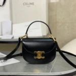 Celine Handle Black Wrinkled Leather 15.5×11.5x5cm
