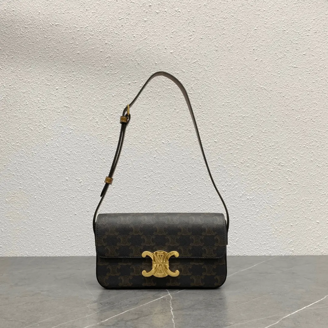 Celine Triomphe Handbag Printed Logo Super Quality Smooth Leather 20x12cm