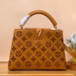 Louis Vuitton LV Capucines BB Brown Raised Pattern Handbags 27x18x9cm