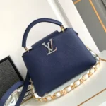 Louis Vuitton LV Capucines BB Woman Like Auth Navy Blue Handbags 27x18x9cm