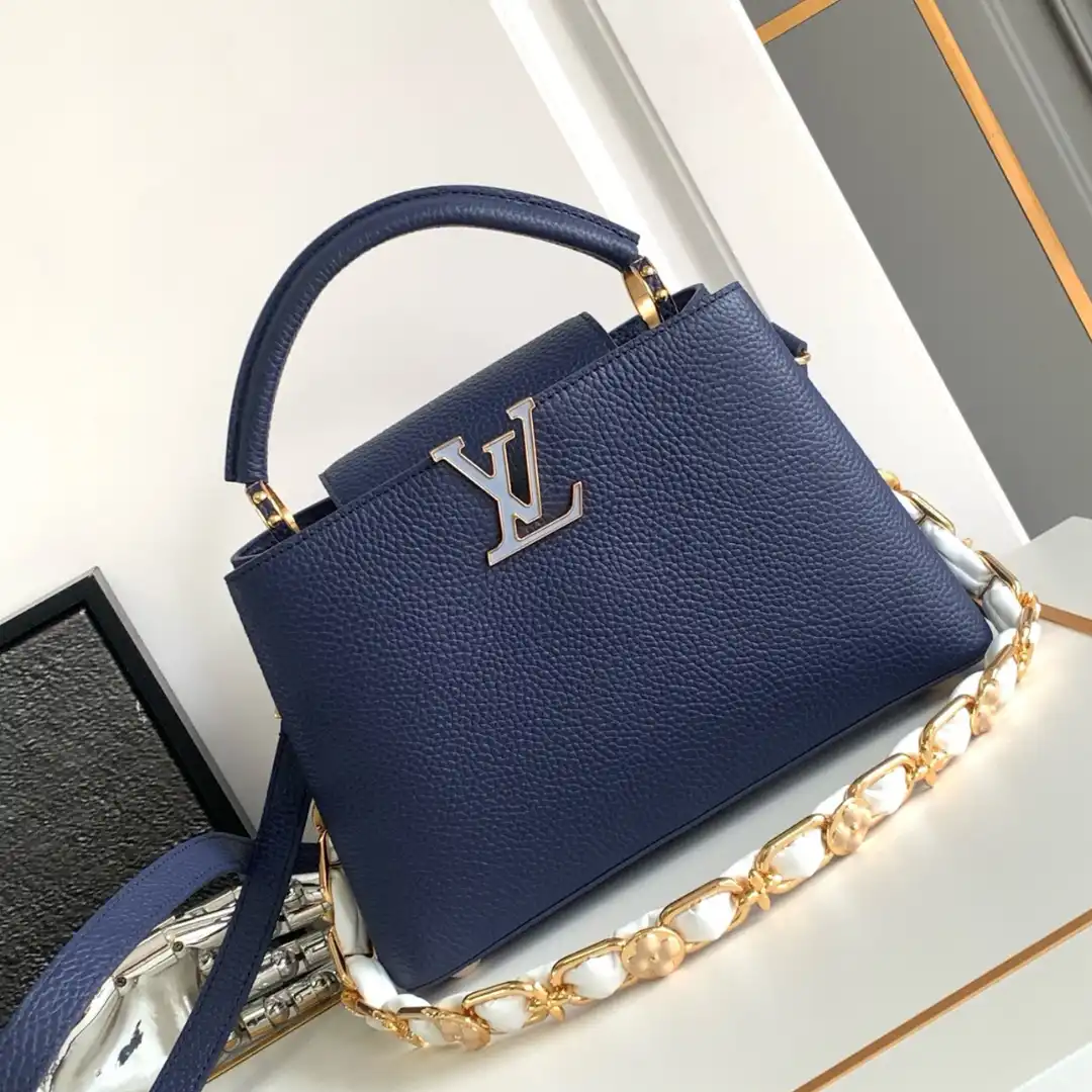 Louis Vuitton LV Capucines BB Woman Like Auth Navy Blue Handbags 27x18x9cm