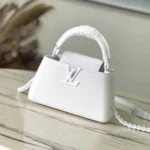 Louis Vuitton LV Capucines Handbags White Leather 21cm