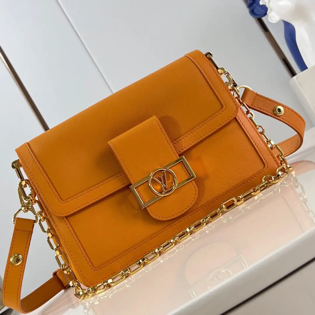 Louis Vuitton LV Dauphine Soft Orange Like Auth Handbags 18x12x8cm