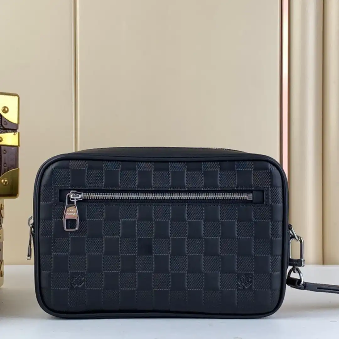 Louis Vuitton LV Clutch Bag Kasai Damier Graphite Black 24cm