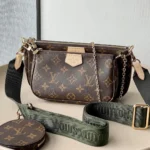 Louis Vuitton LV Multi Pochette Handle Fabric Green Handbags Monogram 24x16x6cm