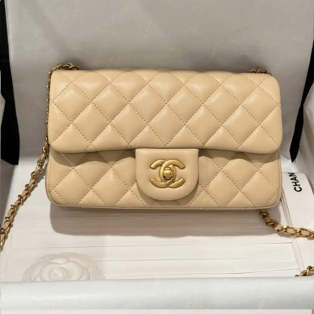 Chanel Classic Bell Bag 11 Handbags Beige Leather Lock Gold 20cm