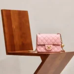 Chanel Classic Womans 11 Handbag Pink With Bag Handle Bell 18cm