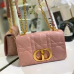 Dior Pink Plaid Super Quality Women's Handbag with Gold Lock 25cm