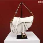 Dior Saddle 11 Handbags White Color With Lock Yellow Gold 25x20x6.5cm
