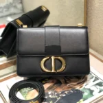 Dior 30 Montaigne Super High-Quality Women's Handbag Black with Gold Lock 24x17x8cm