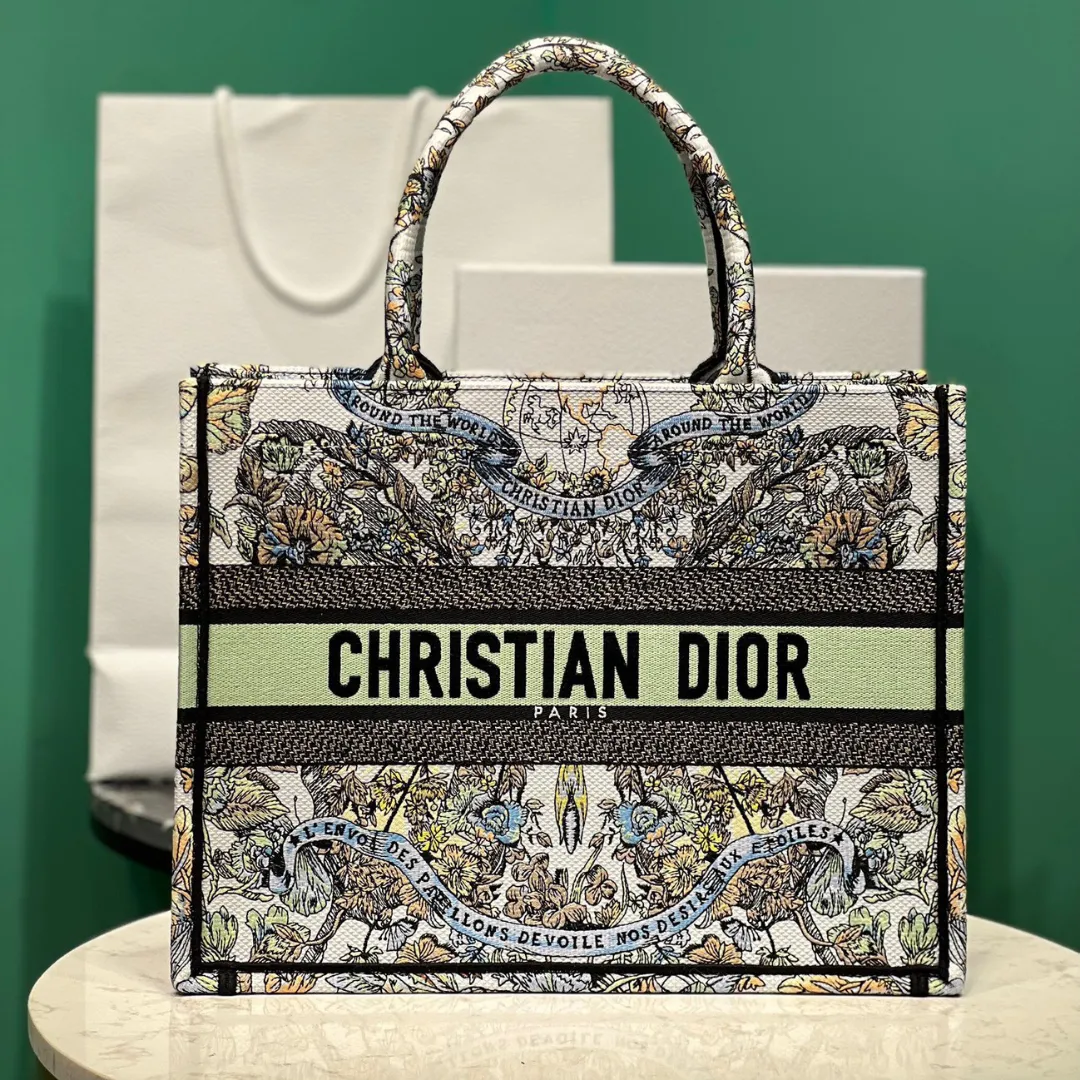 Dior Book Tote Super Quality Women's Handbag Embroidered Fabric Size 36cm