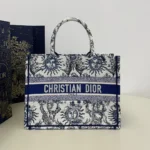 Dior Book Tote Women's Handbag Embroidered Fabric Size 36cm