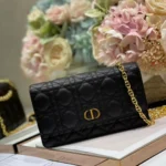 Dior Woc Women's Black Handbag with Gold Lock 20×11.5×3.5cm