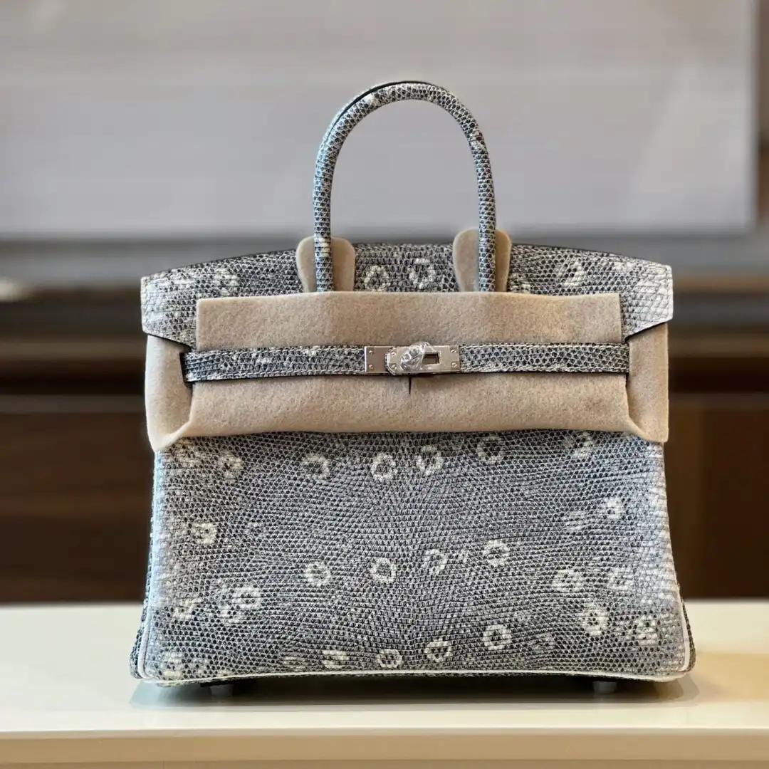 Hermes Brikin 25 Omber Genuine Lizard leather Gold Hardware