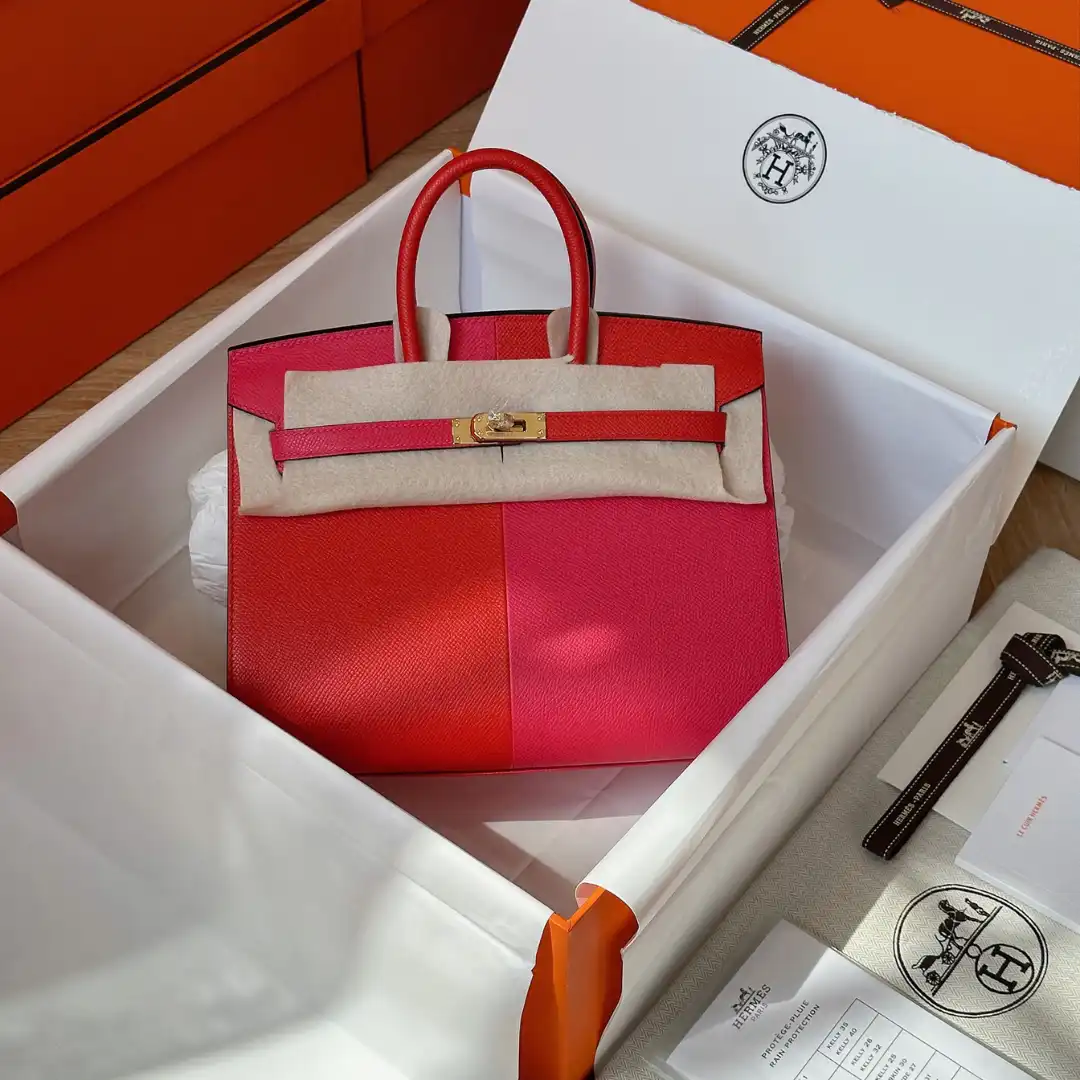 Hermes Birkin 25 Pink/Red Epson Leather Gold Hardware