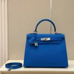 Hermes Kelly 28 Blue Electric Epsom Leather Palladium Hardware