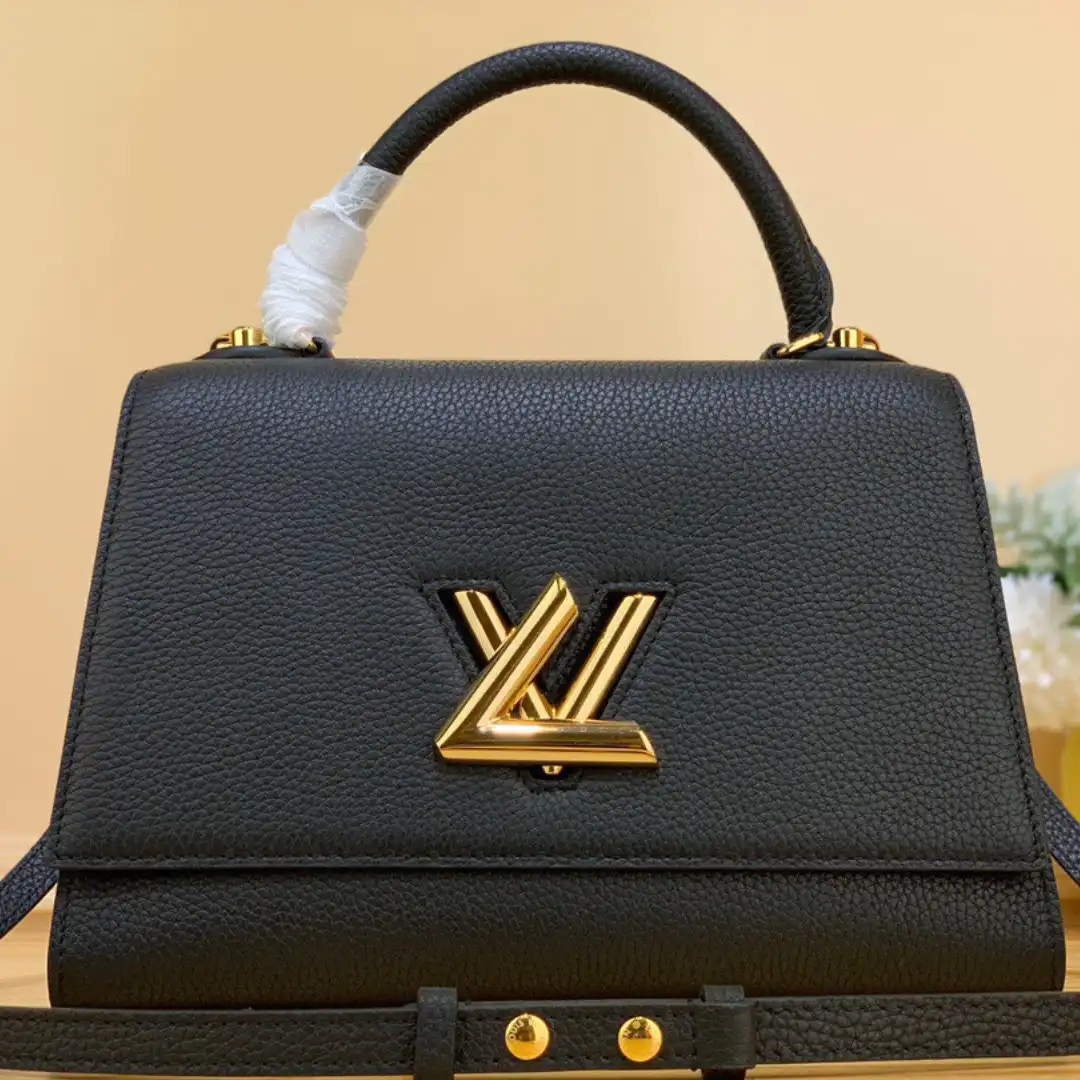 Louis Vuitton LV Twist Handle Replica Womans Black Handbags 17x25x11cm