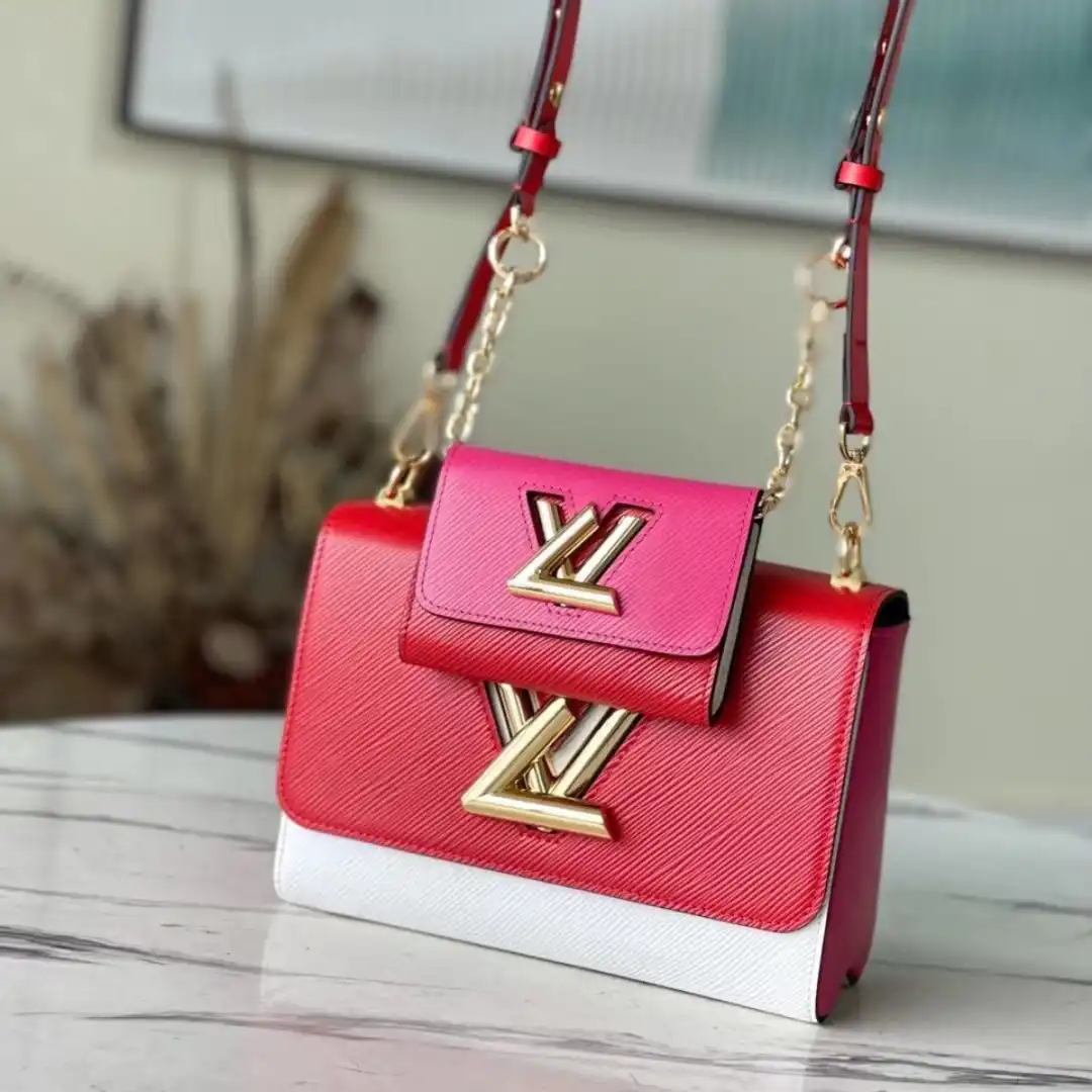 Louis Vuitton LV Twist Mix Pink Red Handbags Cowhide Leather 24cm