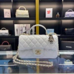 Chanel Handle Charm Like Auth Handbags Lock Gold Demi White 20x12cm