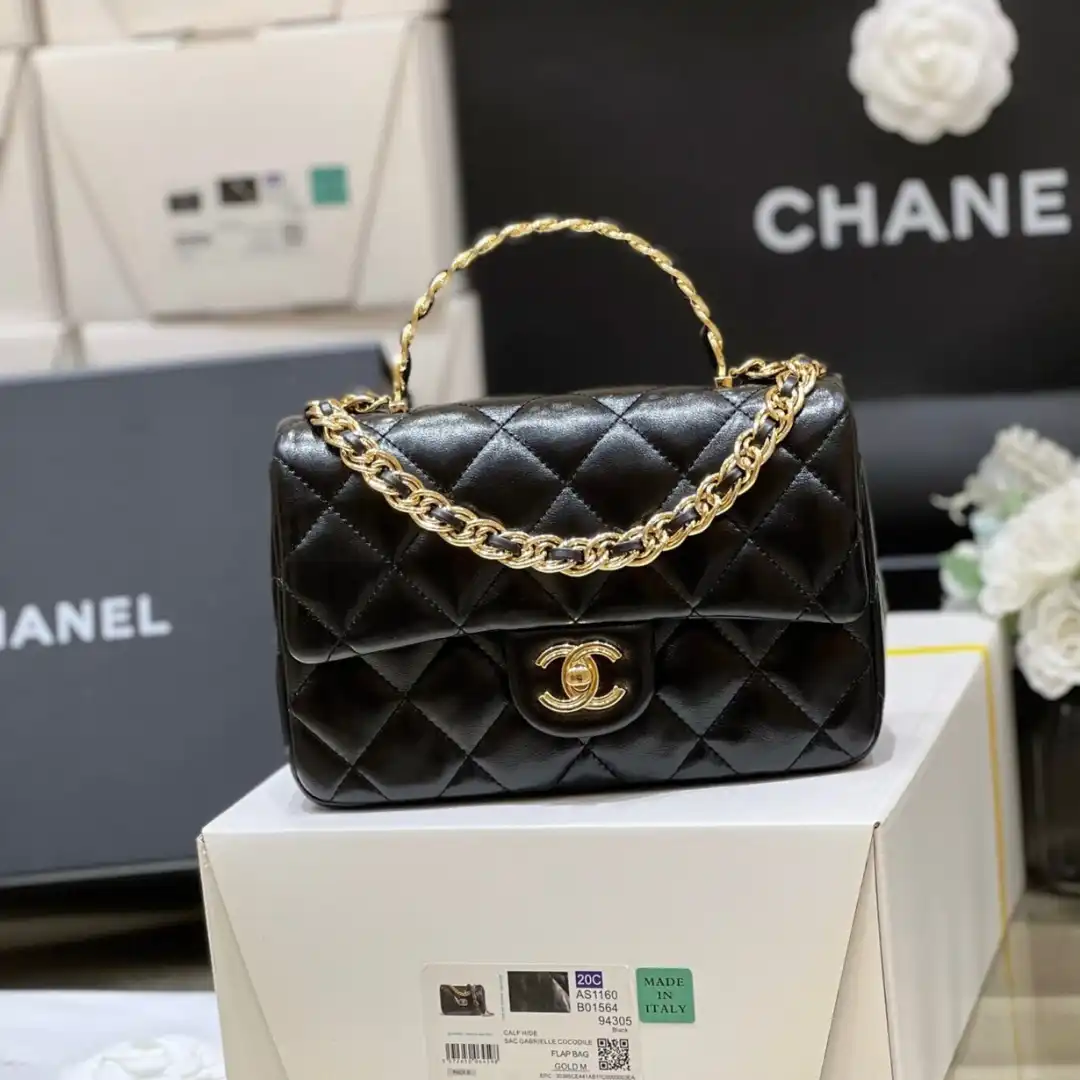 Chanel Mini Rectangular Flap With Top Handle Black 20cm