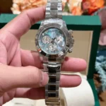 Rolex Daytona Watch Purple Mother of Pearl Dial Moissanite 40mm
