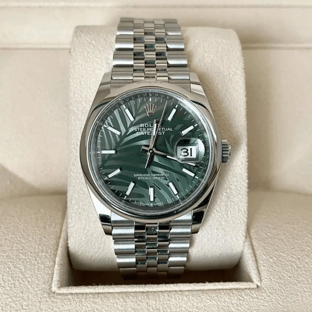 ROLEX DATEJUST GREEN PALM DIAL JUBILEE FULL SET 126200