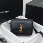 Saint Laurent YSL Solferino Small Leather Satchel Shoulder Bag in Black