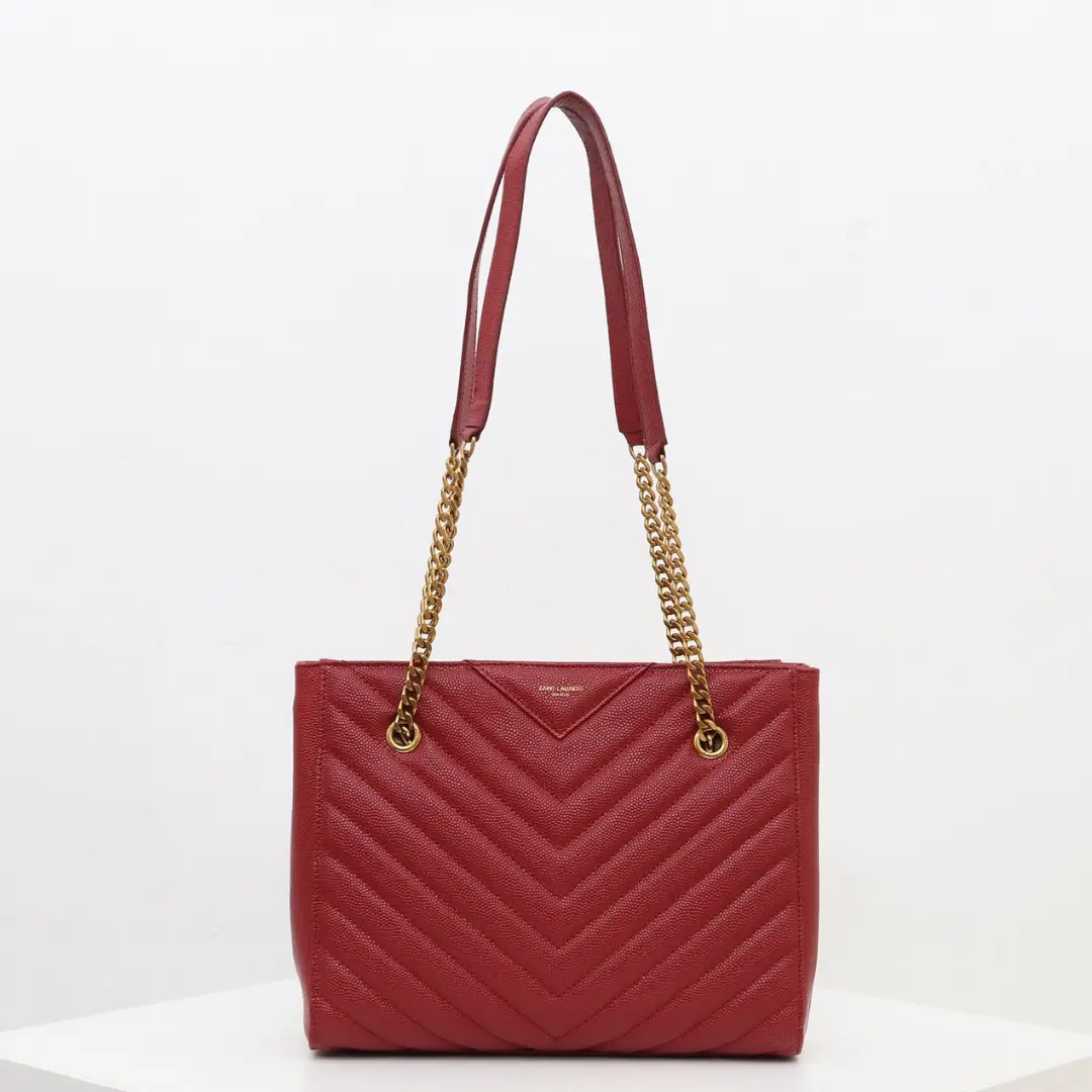 Saint Laurent Tribeca shoulder bag in burgundy leather