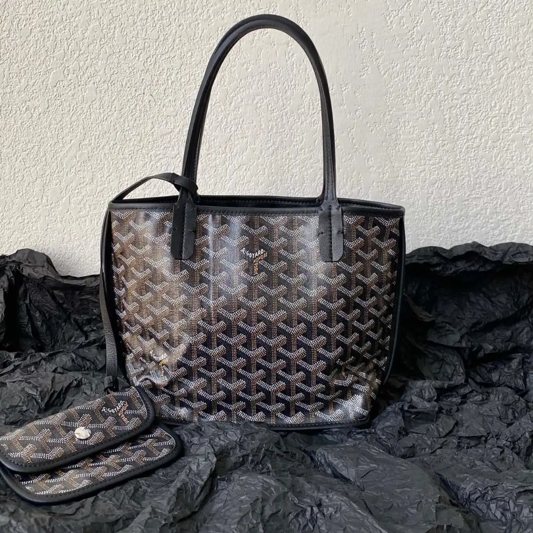 GOYARD Goyardine Reversible Mini Anjou Black 1661918