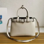 Prada White/Black Prada Buckle small leather handbag with belt