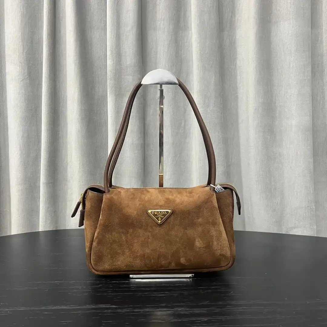Prada Brown Medium Suede Shoulder Bag