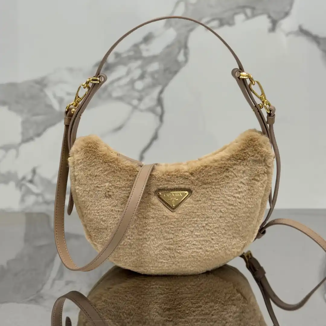 Prada Leather And Shearling Arquã¨ Handbag