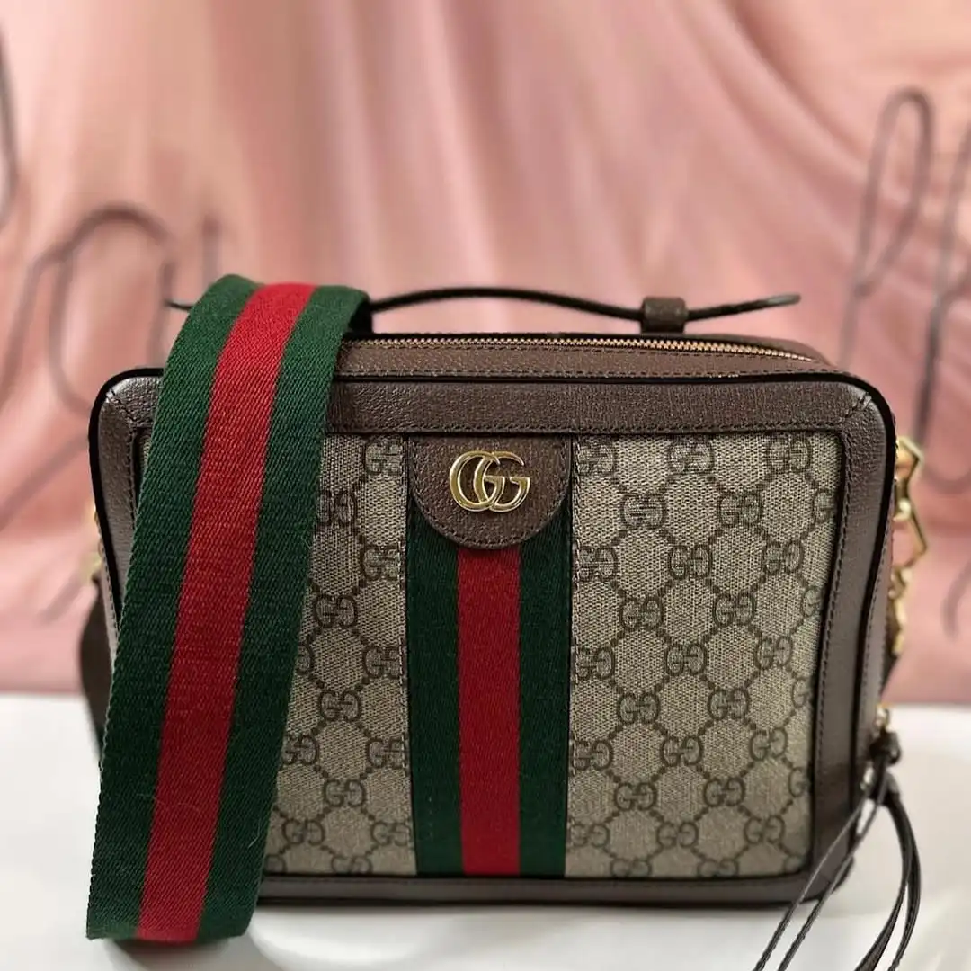 Gucci Brown Small GG Supreme Ophidia Bag