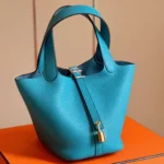 Hermes Picotin 18 Blue Togo Leather Gold Hardware