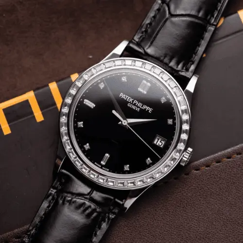 Patek Philippe Calatrava 5298P Replica 1:1 Watch Black With Stone Bezel 38mm