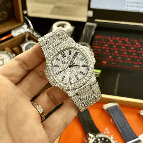 Patek Philippe Replica Watches Nautilus 5719 Full Diamonds PPF 40mm