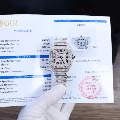 Cartier Santos Custom With Full Diamond Moissanite Hong Kong 35mm
