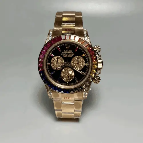 Rolex Replica 1:1 Watch Daytona Rainbow Rose Gold Wrapped Moissanite Diamond TWF 40mm