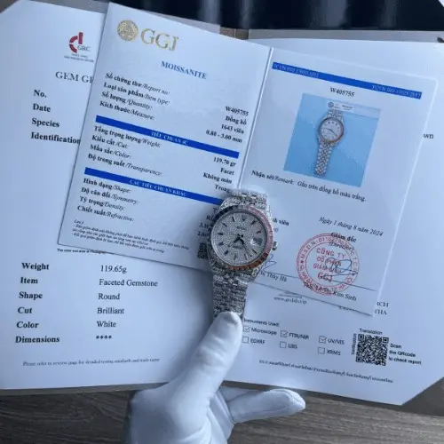 Rolex DateJust Custom Full Moissanite Diamond 41mm