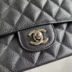 Chanel Classic Handbag Black With Silver Lock 25cm - Image 3