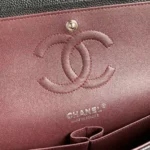 Chanel Classic Handbag Black With Silver Lock 25cm - Image 7