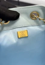 CHANEL 25 HANDBAG 30 IN LGITH BLUE CAVIER GOLD HARDWARE - Image 8