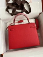 Hermes Kelly 25 Red Epsom Sliver Hardware - Image 2