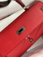 Hermes Kelly 25 Red Epsom Sliver Hardware - Image 4