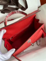Hermes Kelly 25 Red Epsom Sliver Hardware - Image 6