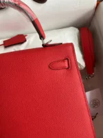 Hermes Kelly 25 Red Epsom Sliver Hardware - Image 7