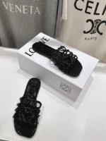 Loewe Leather Petal Anagram Slides in Black - Image 3