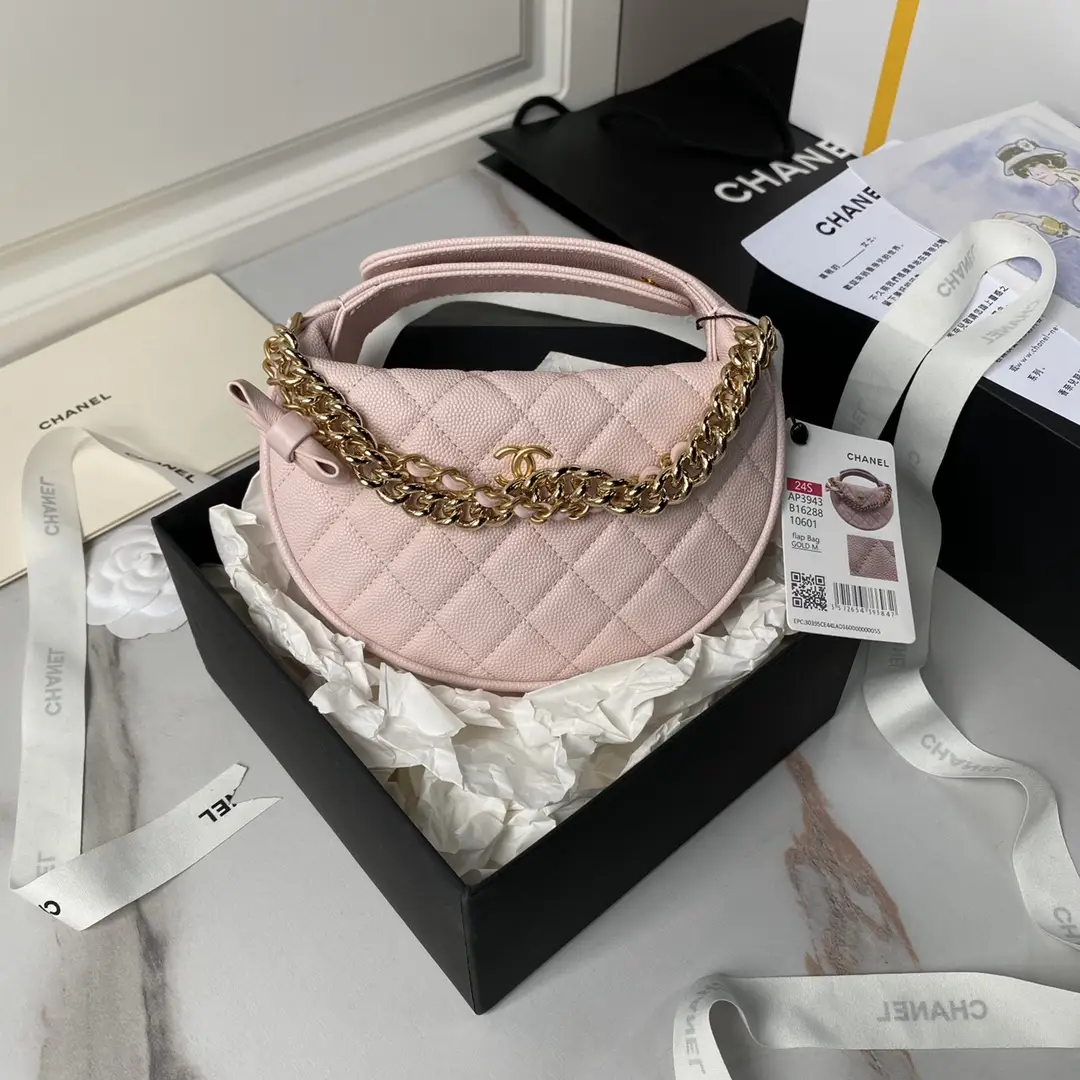 ae6f4301 Chanel mini gold chain bag, light pink CN628 - Image 1